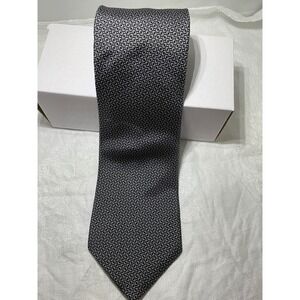 Tommy Hilfiger Men's Necktie Silk Gray Geometric Pattern Italy Made USA